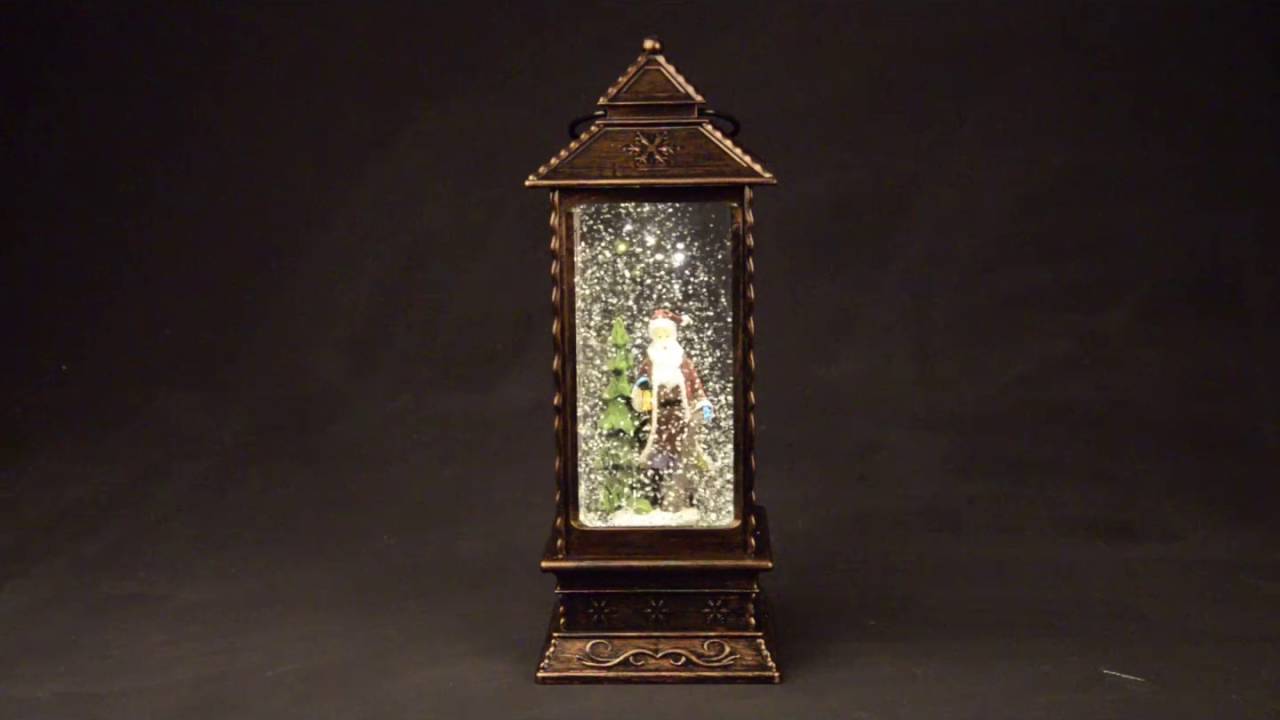 Santa snowstorm scene in a lantern