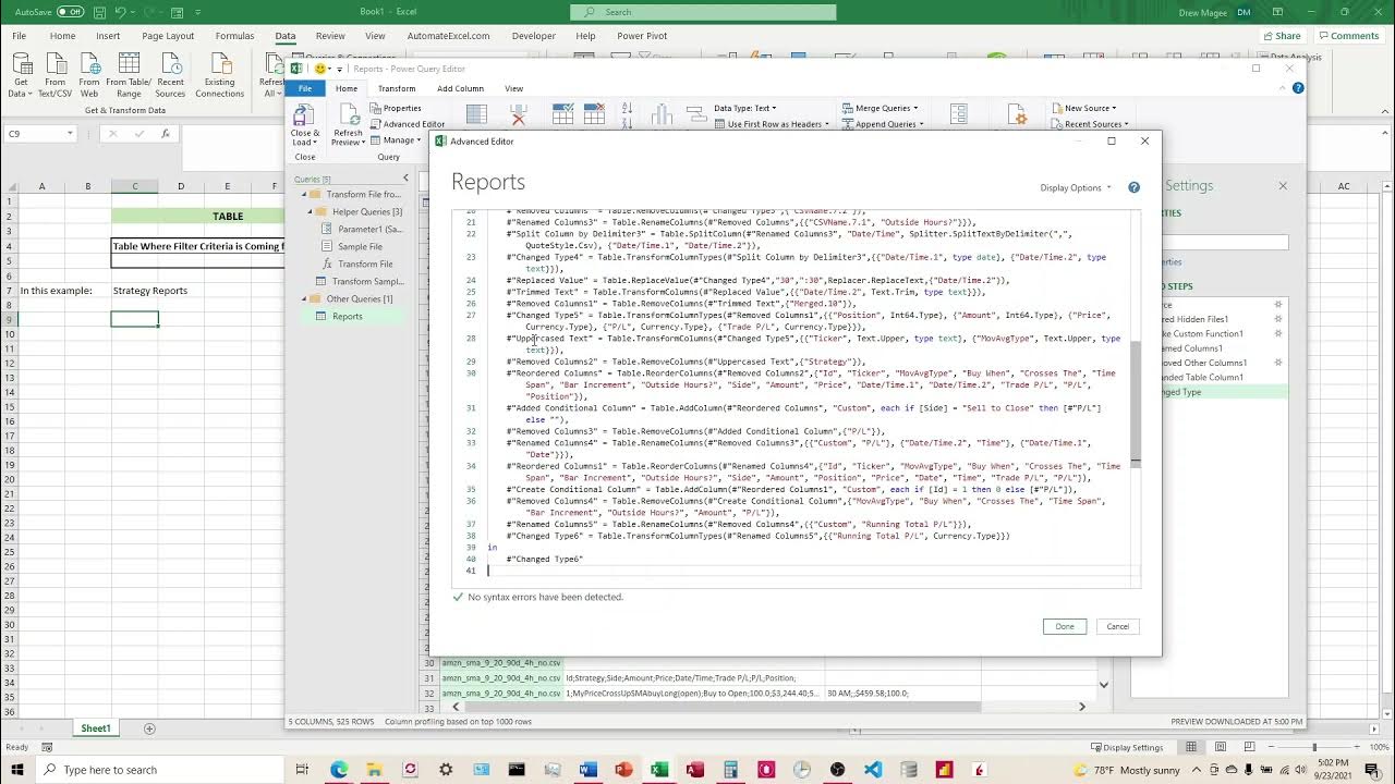 Using One Power Query Table to Filter Another Power Query Table