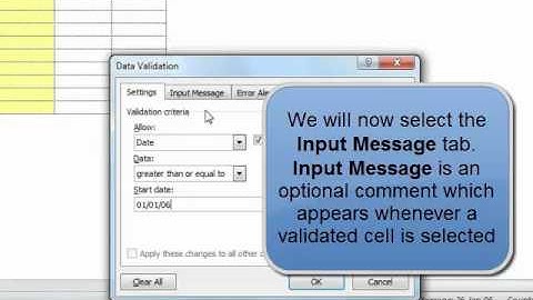 MS Excel 2010:Data Validation