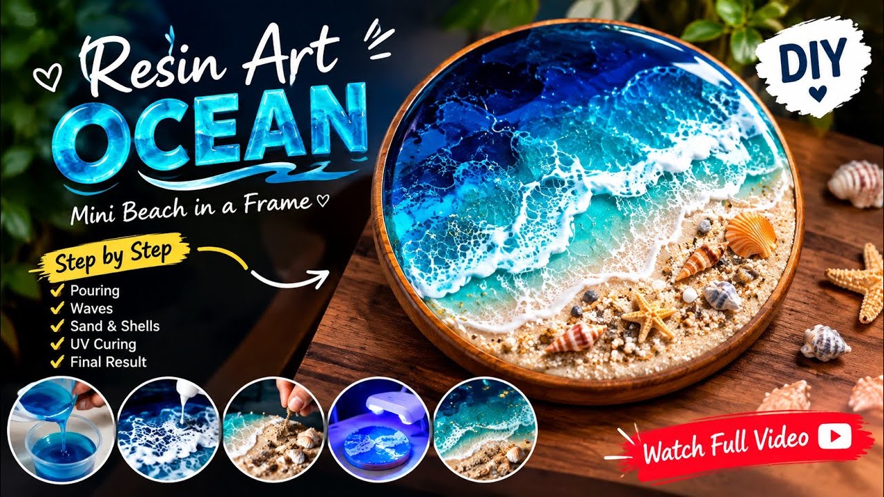 🌊 DIY Ocean Resin Art | Create a Mini Beach in Resin ✨ | Step-by