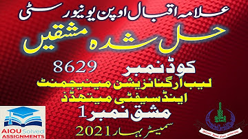 8629 | LABORATORY ORGANIZATION, MANAGEMENT AND SAFETY METHODS | Assignment No 1 | B.Ed | Spring 2021