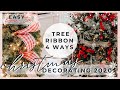 HOW TO PUT RIBBON ON A CHRISTMAS TREE | 4 EASY RIBBON TUTORIALS