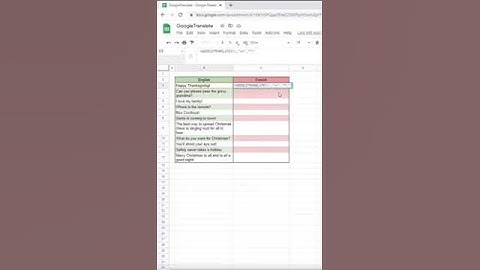 Excel Function - Translate Dynamic Data in Google Sheets using Google Translator.