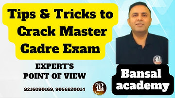 Tips and Strategies to Crack Master Cadre Exam 2023-2024  I Master Cadre Science Master Cadre Math
