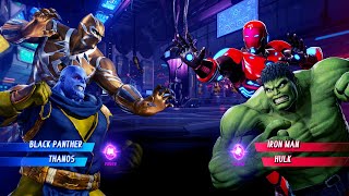Black Panther & Thanos vs Iron Man & Hulk (Very Hard) - Marvel vs Capcom | 4K UHD Gameplay