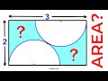 Find the Area of the Blue Shaded Region in this Rectangle with Semicircles | Step-by-Step Tutorial