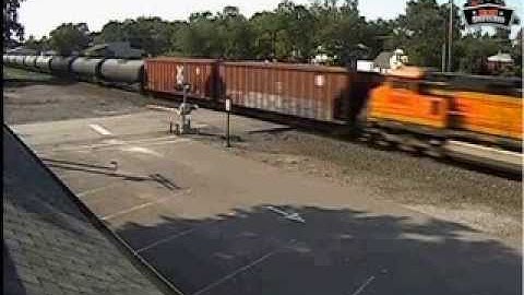 NS And BNSF Oil Train On Chesterton Railcam - 8/18/13