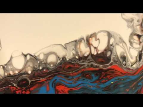 Accidental fish acrylic paint pour cool fins!