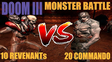 DOOM 3 - MONSTER BATTLE #2 - 10 REVENANT versus 20 COMMANDO
