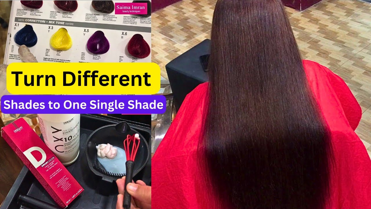 Hairs k different shades ko 1 colour main kaise laye