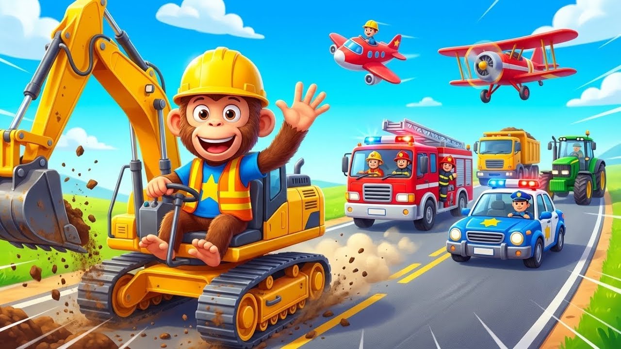 Der große Fahrzeuge Mix 🚜 Bagger, Feuerwehr & Polizei | 20 Min. Kinderlieder