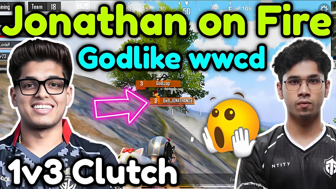 Jonathan on fire 1v3 clutch 🔥 Godlike chicken dinner 🇮🇳 - YouTube