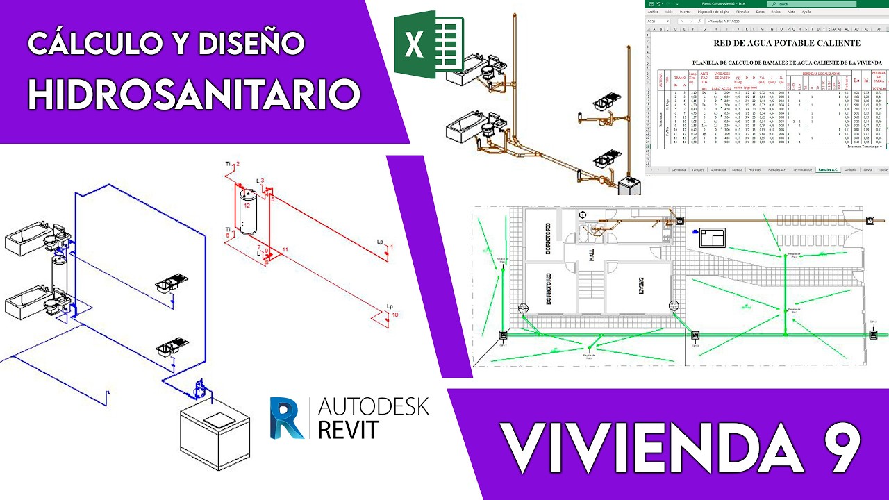 Cálculo y Diseño Hidrosanitario con Excel, Autocad y Revit - Vivienda 9 #revit #autocad #excel