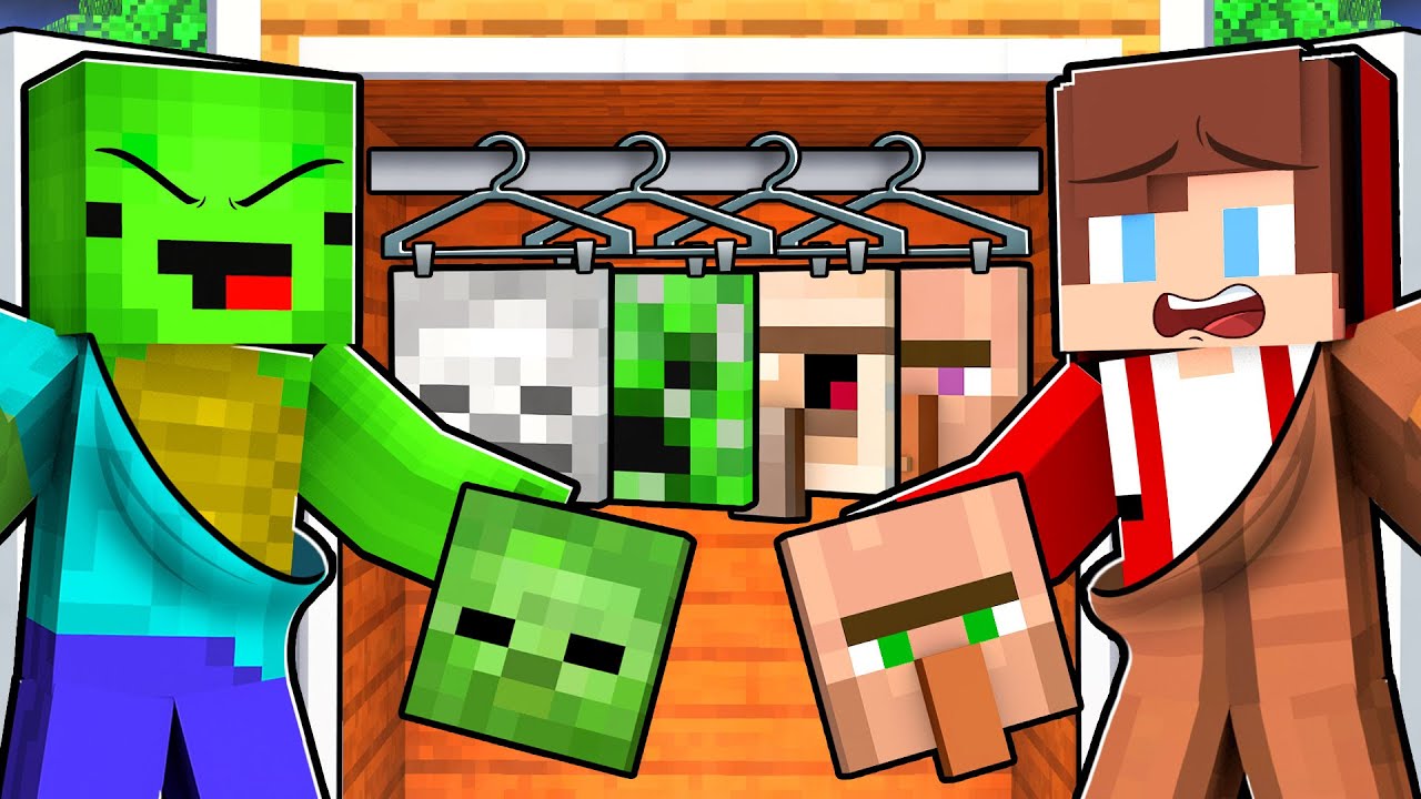JJ and Mikey Use VILLAGER vs ZOMBIE Skin to BATTLE