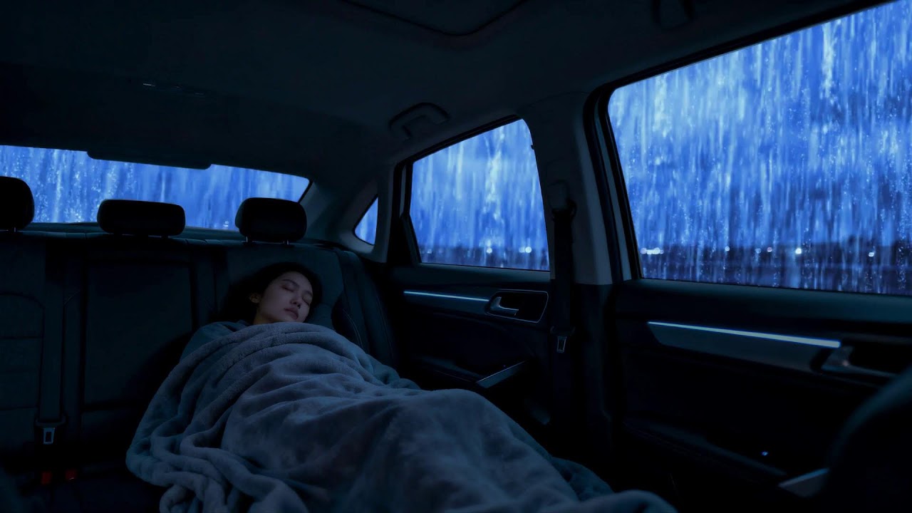 Sons de Chuva Intensa na Estrada à Noite – Tempestade na Janela do Carro
