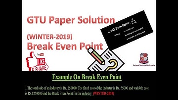 Break Even Point  Numerical II ECC II Paper solution ii #FormulaOfBEP II (Winter-2019) #GTU #ECC