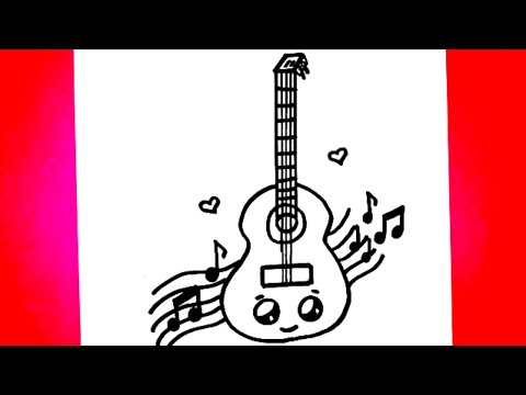 Sevimli Gitar Çizimi!!! Gitar Nasıl Çizilir-Kolay gitar Çizmi-Kolay Çizimler!!!