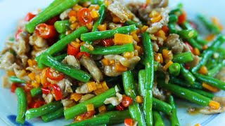 Frying Green String Bean for Home Food