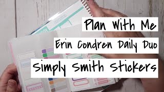 Daily Duo Plan With Me | Simply Smith Stickers Simple Daily Duo Kit | Erin Condren Daily Duo