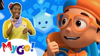 Winter Snowflakes! - Snowey Special!  | Blippi Wonders | MyGo! Sign Language For Kids | ASL