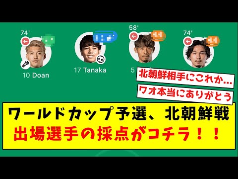 【速報】ワールドカップ予選、北朝鮮戦出場選手の採点がコチラ！！