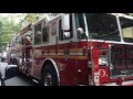 BIG MORON PREVENTS FDNY TOWER LADDER 35 FROM COMPLETING EMERGENCY CALL BY LEAVING CAR DOUBLE PARKED.