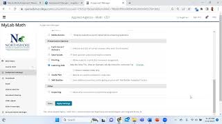 MyMathLab Changing Multiple Assignment Settings:  Late Penalty, Learning Aids, Time Limit
