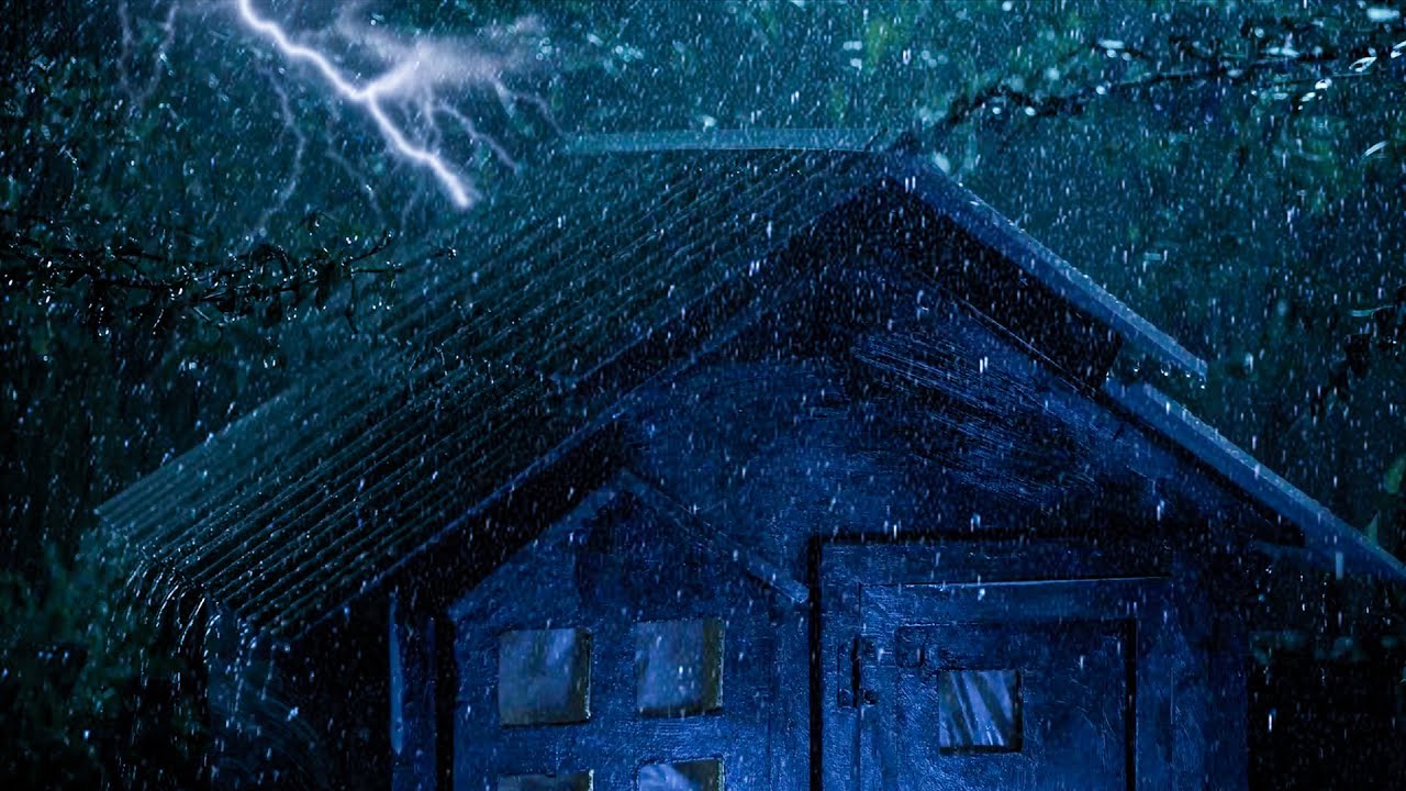 Beat Stress & Goodbye Insomnia in 3 Minutes with Heavy Rain,Thunder Sounds on a Tin Roof at Night