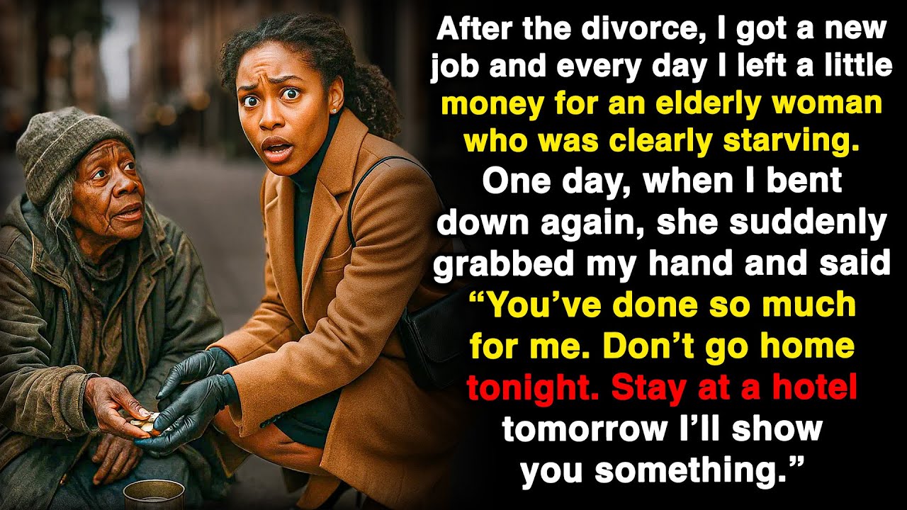 I gave the old lady some change every day. One day she stopped me and said, “…”