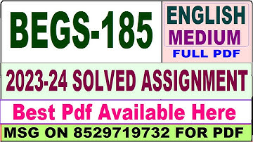 begs 185 solved assignment 2023-24 || begs 185 solved assignment 2024 || begs 185 in english