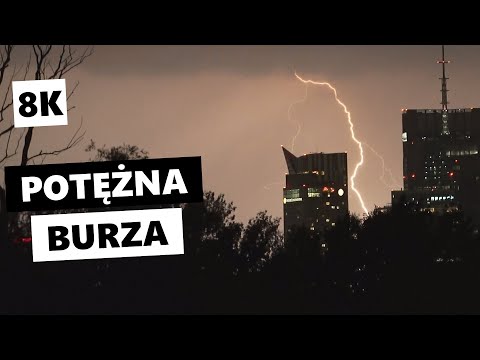 Burza w Warszawie w 8K | Nawałnica, powalone drzewo, panorama Warszawy, skutki nawałnicy