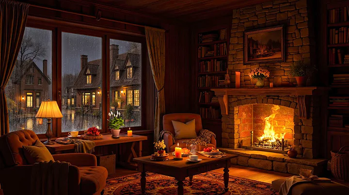 Relaxing Jazz Piano by the Fireplace | Soothing Rain Sounds at Cozy Cabin Ambience for Study & Focus