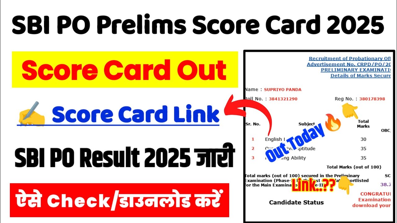 SBI PO Score Card 2025 ⚫ SBI PO Prelims Score Card 2025 Kaise Dekhe ? How To Check SBI PO Score Card