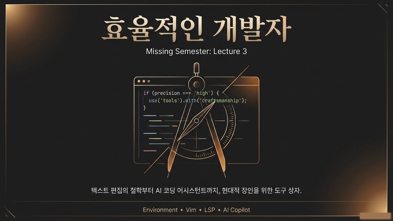⁣[MIT Lecture: Shell & Coding 3]  생산성을 극대화하는 개발 도구의 철학: Vim 문법부터 LSP, 그리고 AI 코딩 에이전트 활용법