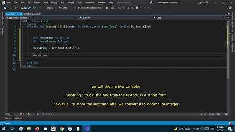 Convert Hexadecimal to decimal  vb.net