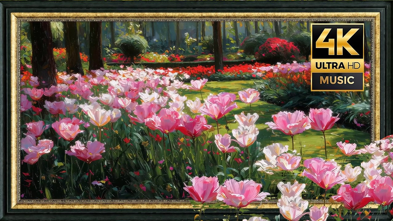 Tulip Field in Full Bloom | 4K Frame TV Art with Relaxing Music