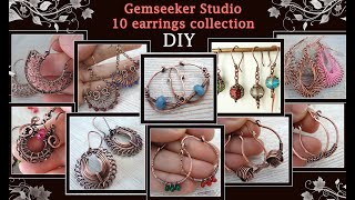 10 simple ideas of wire wrapped copper earrings. DIY.