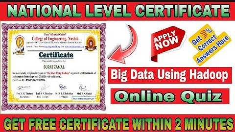 National Level Quiz On Big Data Using Hadoop I Free Online Verified Certificate I Digital Classroom