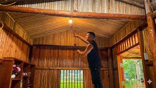 The talented young man created a stunning ceiling from discarded pieces of wood.