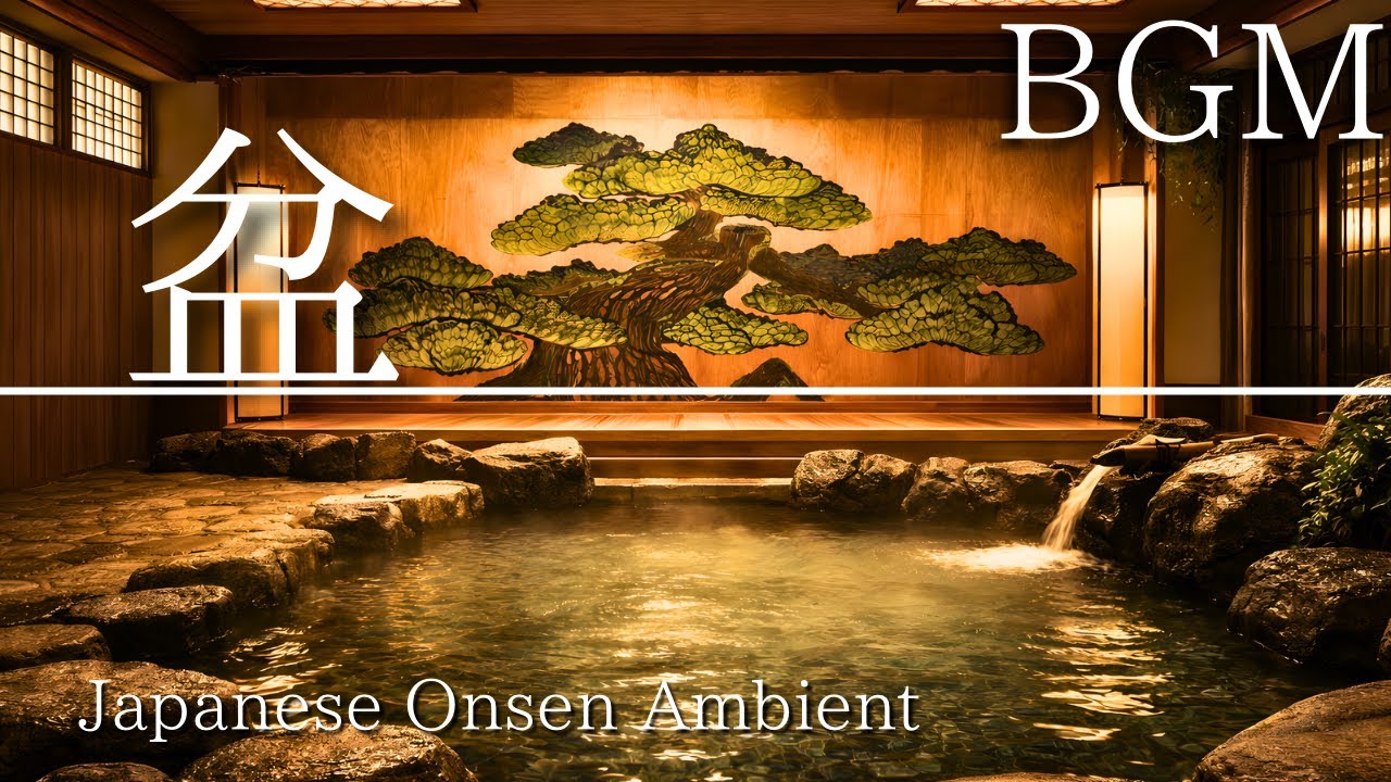 【盆栽】Moonlit Bonsai Painting Onsen ♨️🌙 | Japanese Healing Ambient + Water Sounds (66 BPM)