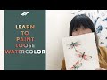 Watercolor tutorial  how to paint watercolor dragonfly in a loose painting style