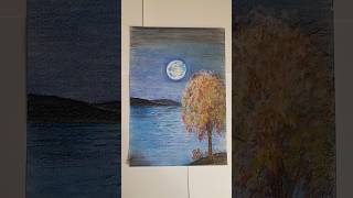 easy moonlight painting#soft pastel colour #art #youtubeshorts