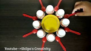 Easy Rangoli Design Using Paper Cups & Spoons by Creative Hands