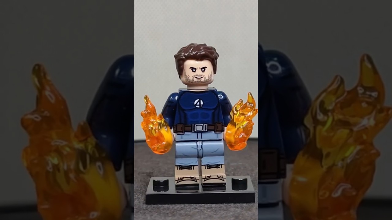 Human Torch as seen on Deadpool and Wolverine. Unofficial LEGO Minifigure.