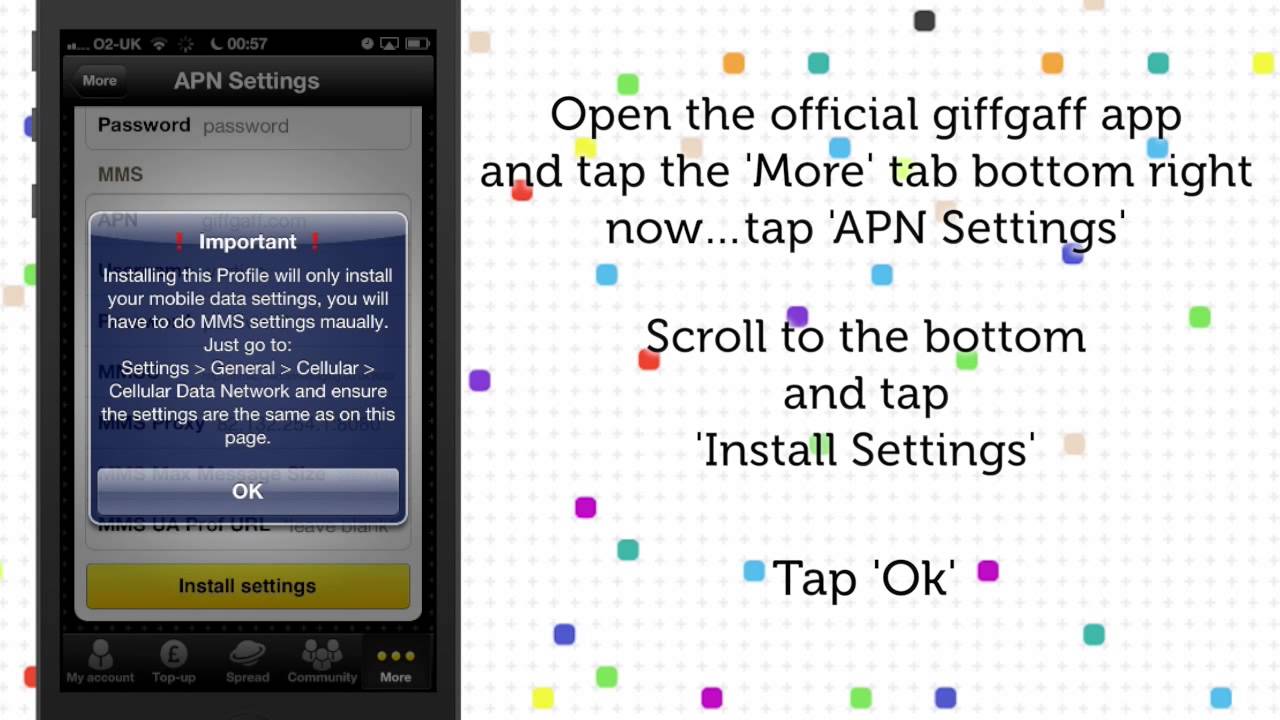 iPhone giffgaff APN Settings Updated - 2013 - YouTube