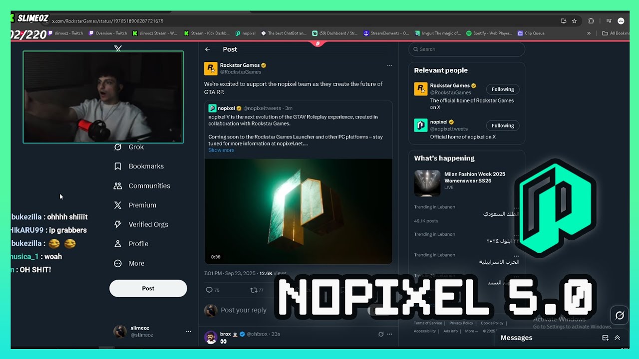 slimeoz (tictac) reacts to Nopixel V (5.0) Announcement by Rockstar Games