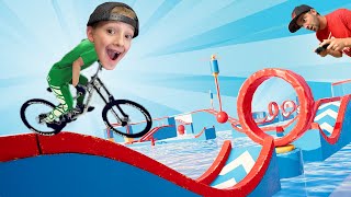 FATHER SON BIKING VIDEO GAME! / Impossible Bike Park!