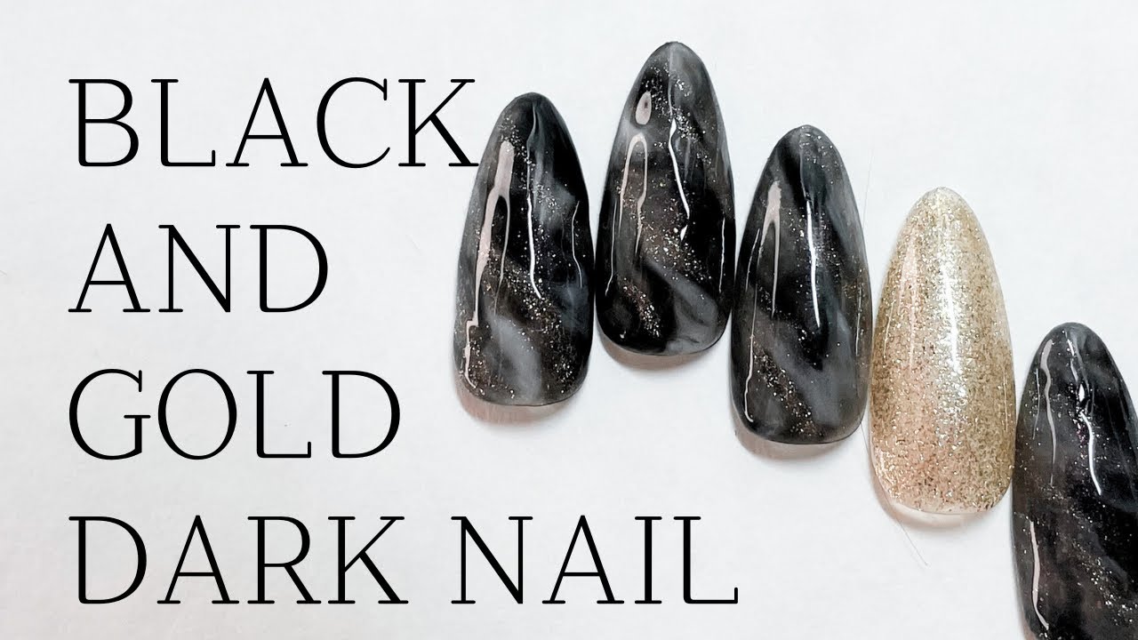 【簡単】ブラックニュアンスネイルがカッコイイ | マーブルネイル