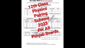 12th Class Physics Pairing Scheme 2023 For All Punjab Boards