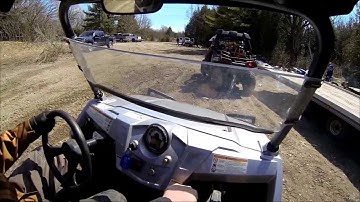 Polaris RZR 900 XP soaks polaris RZR 800 with mud. "You